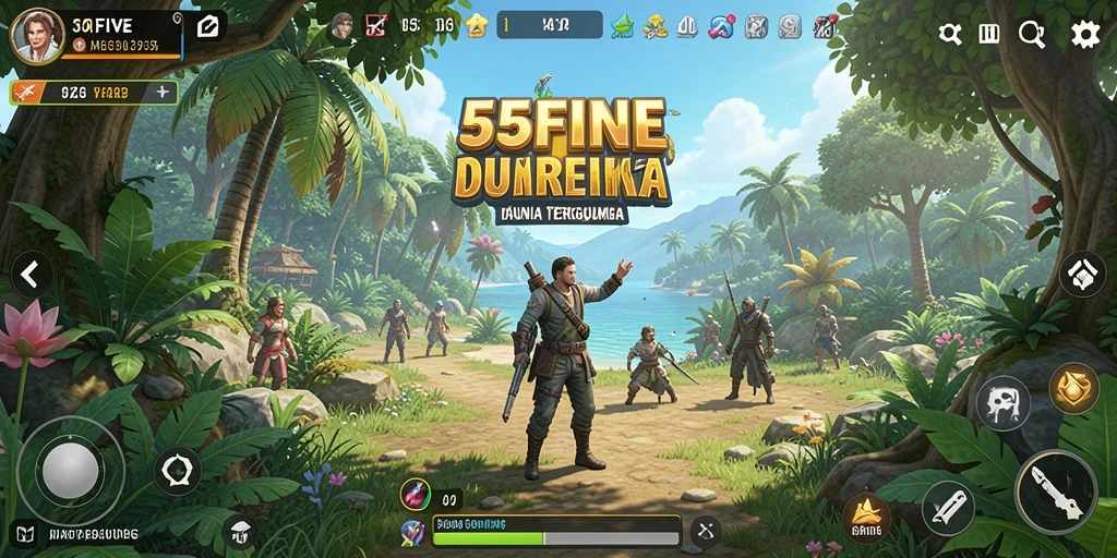 Screenshot gameplay yang menampilkan eksplorasi luas di 55FIVE.