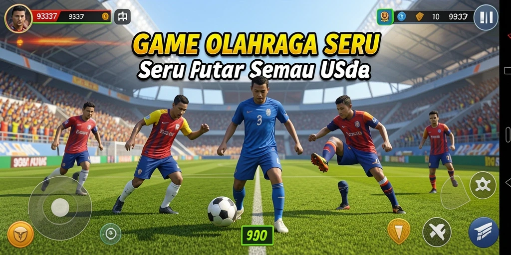 Screenshot menunjukkan gameplay seru dalam pertandingan olahraga.