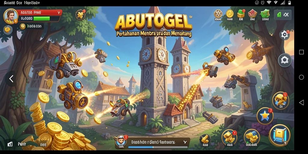 Tampilan gameplay seru ABUTOGEL dalam pertempuran Tower Defense.
