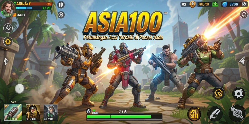 Tangkapan layar gameplay ASIA100 yang menunjukkan aksi seru di medan perang.