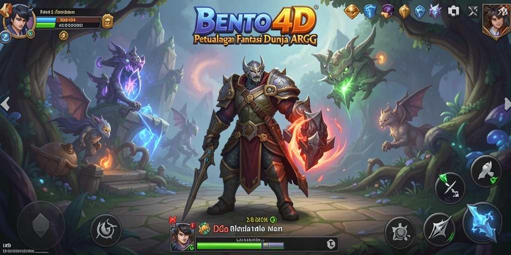 Tampilan gameplay penuh aksi di BENTO4D dengan karakter berjuang.