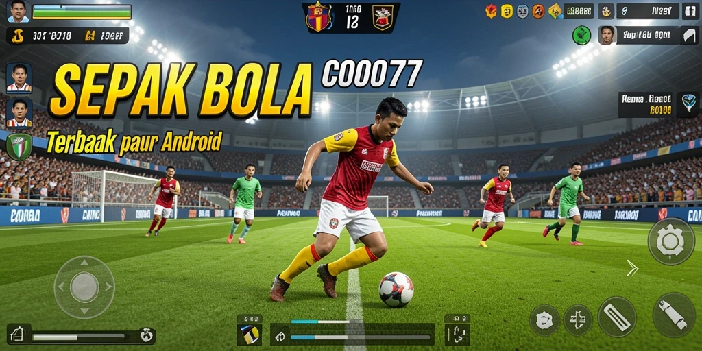 Screenshot gameplay COO77 yang menampilkan aksi seru di lapangan sepak bola.