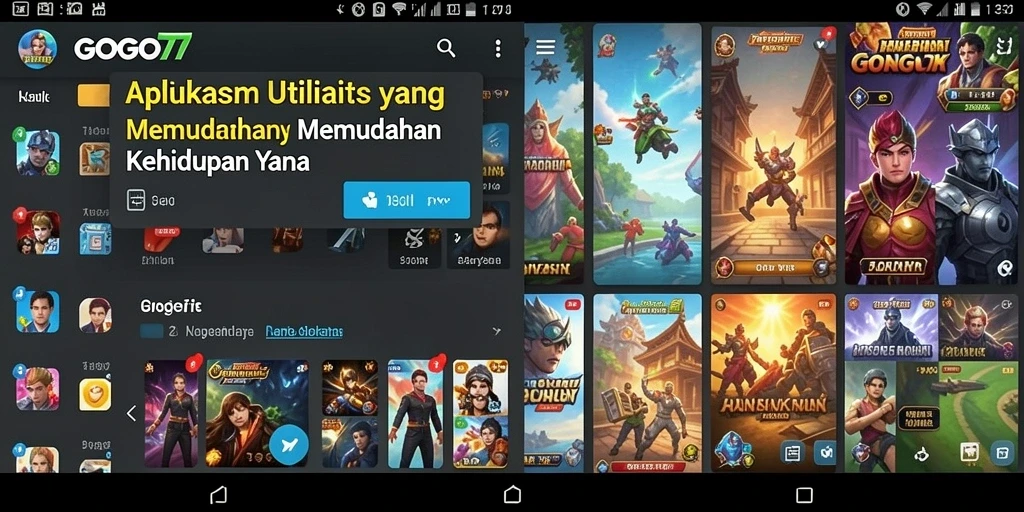 Tampilan utama GOGO77 menunjukkan antarmuka yang bersih dan rapi.