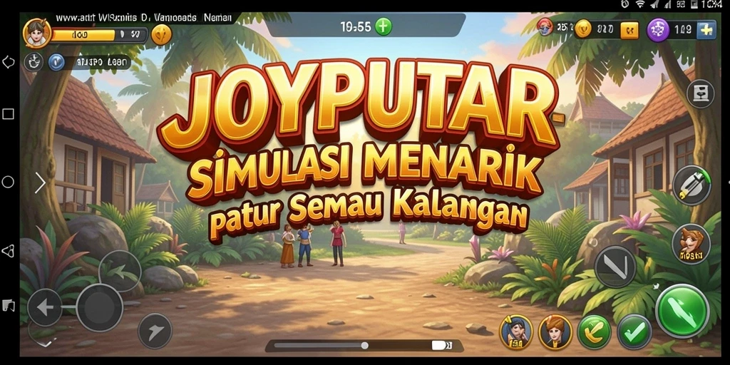 Tangkapan layar utama JOYPUTAR menampilkan gameplay simulasi yang interaktif.