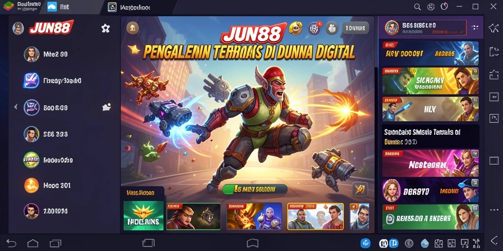 Screenshot utama JUN88 menampilkan gameplay simulasi yang mendetail dan menarik.