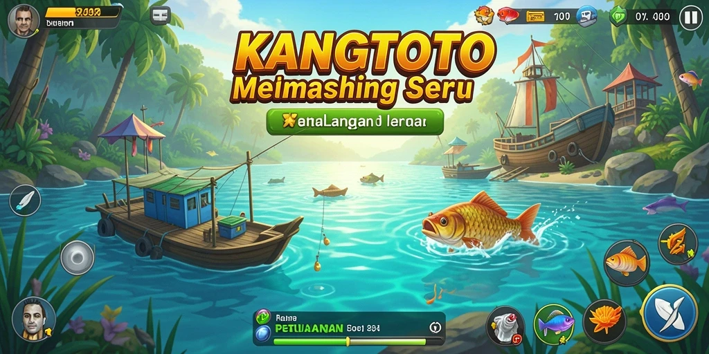 Tampilan gameplay KANGTOTO yang menegangkan dalam menangkap ikan.