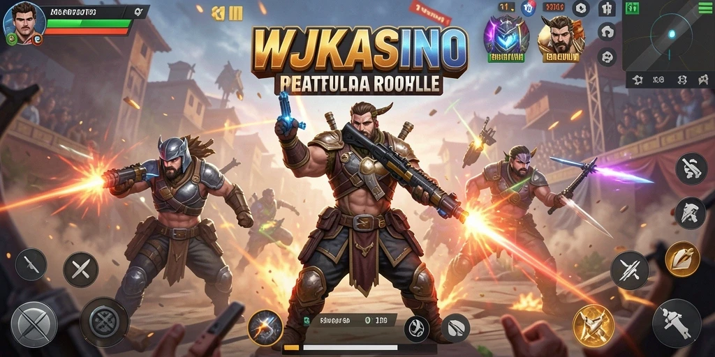 Tampilan gameplay seru dari WJKASINO saat bertempur di arena Battle Royale.